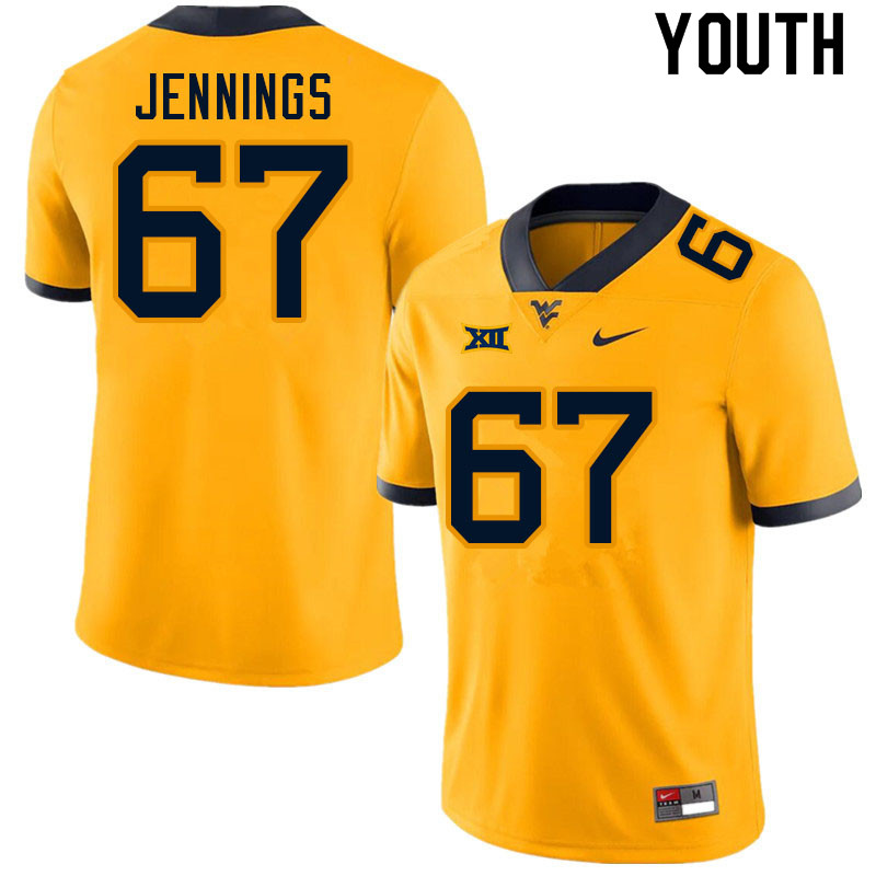 NCAA Youth Chez Jennings West Virginia Mountaineers Gold #67 Nike Stitched Football College Authentic Jersey OT23D71GK